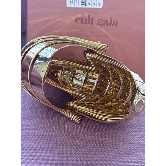 Cult Gaia Sirena Clutch in Shiny Gold New with box As-Is Hangbag Purse Seashell - Picture 9 of 15